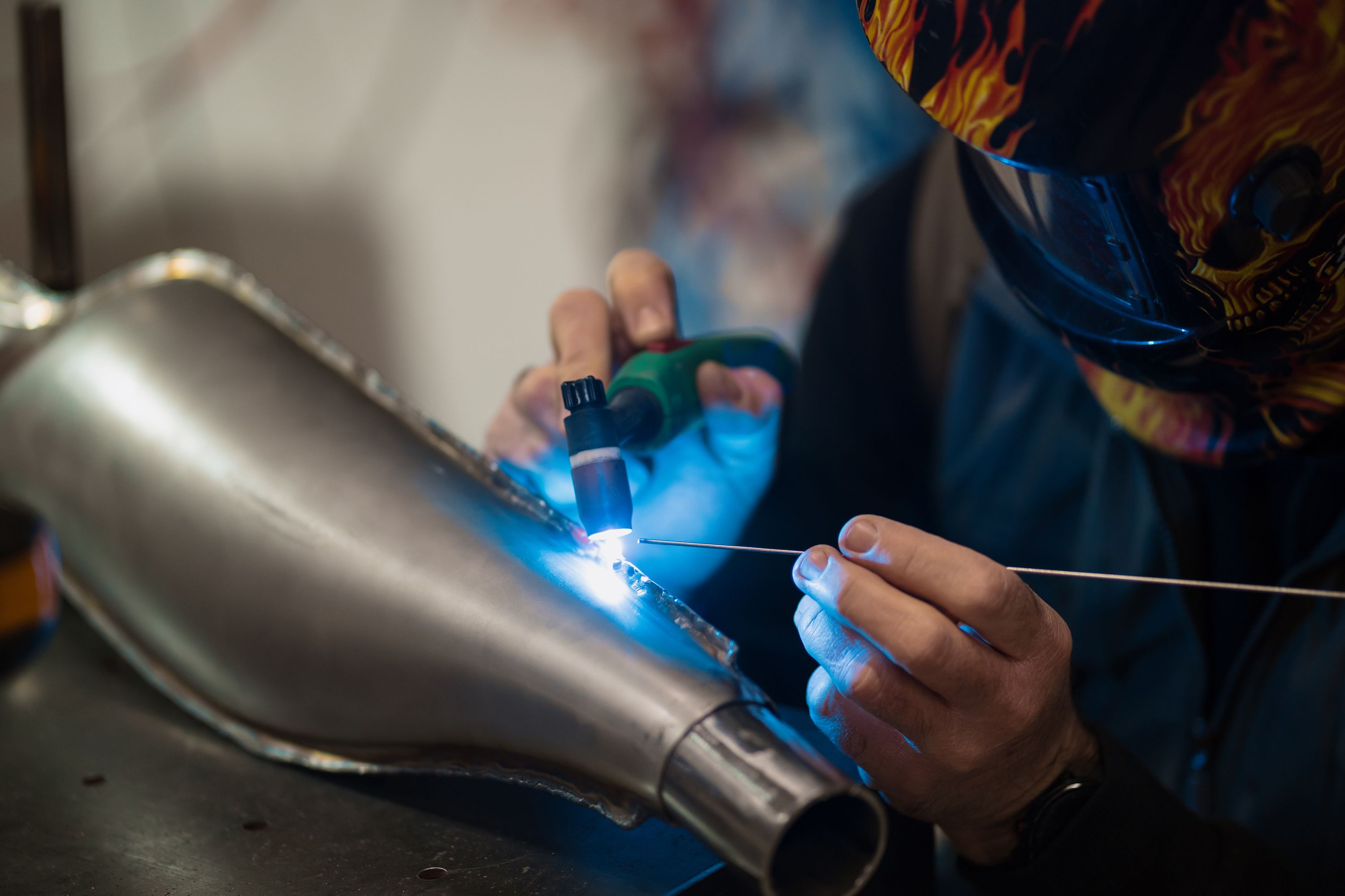 Worker welding closeup